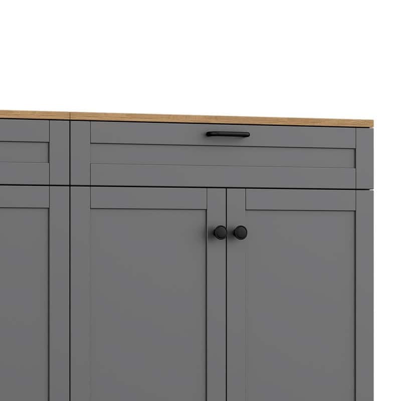 Farmhouse TV Stand 2 Drawers for TVs Up to 70",Mid-Century Buffet Cabinet with Adjustable Shelves