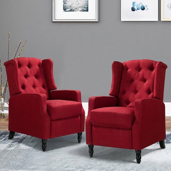 slide 2 of 89, Debora Wingback Button Tufted Push-back Recliners Set of 2 by HULALA HOME RED