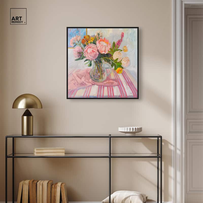Pink Protea Pitcher Canvas by Art Remedy