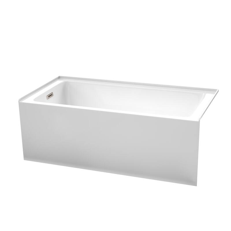 Wyndham Collection Grayley 60" Three Wall Alcove Acrylic Soaking Tub - White / Brushed Nickel Trim