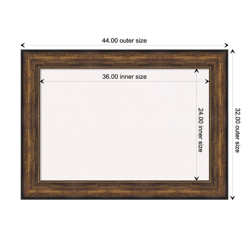 Ballroom Bronze Framed White Corkboard Bulletin Board - Board Size 36x24