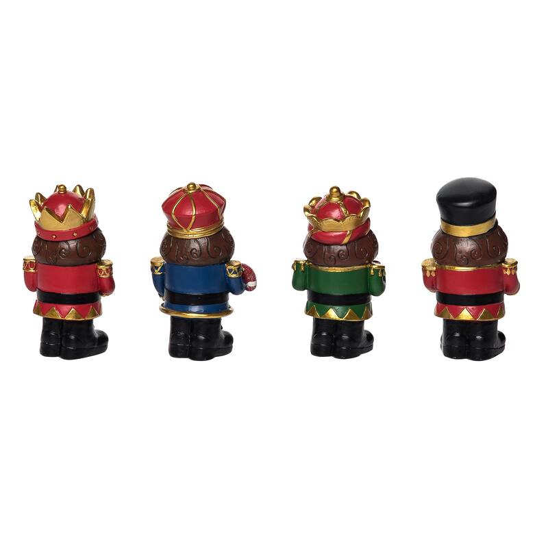 Transpac Christmas Small Resin Nutcracker Figurine Set of 4 Christmas Home Decorations