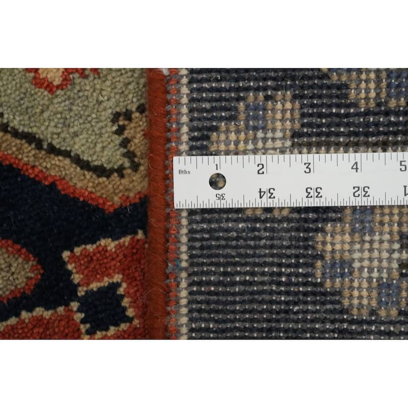 Hand-knotted Traditional Wool Orange Geometric Oriental Area Rug - 9' 11'' X 7' 11''