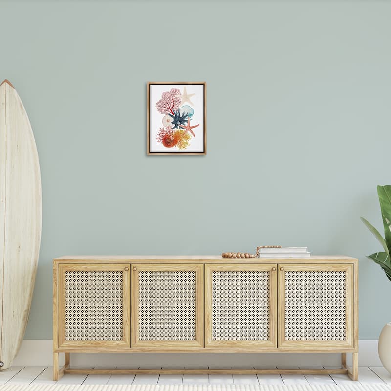 Stupell Coral & Undersea Creatures Framed Floater Canvas Wall Art Design By Ramona Murdock