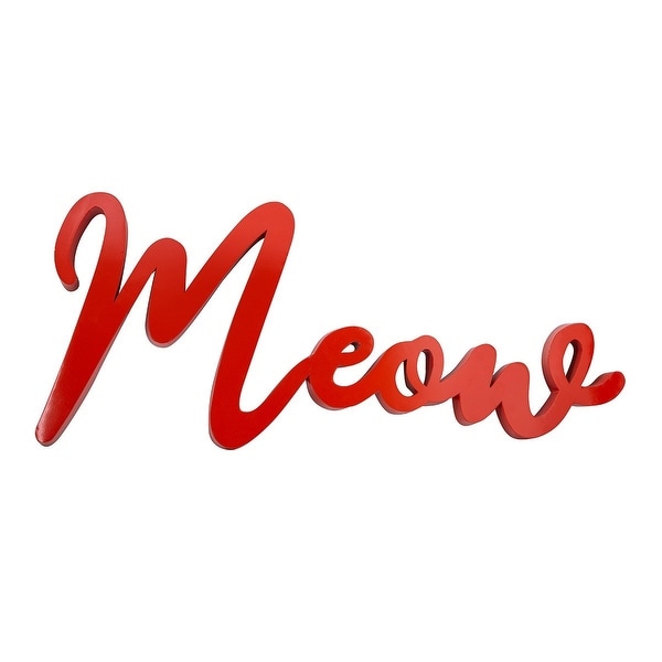 40" Red Solid "Meow" Hand-Painted Wall Decor - N/A