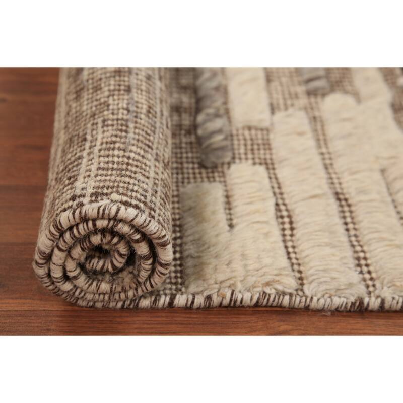 Modern Striped Moroccan Foyer Rug Handmade Wool Carpet - 2'0"x 3'0"