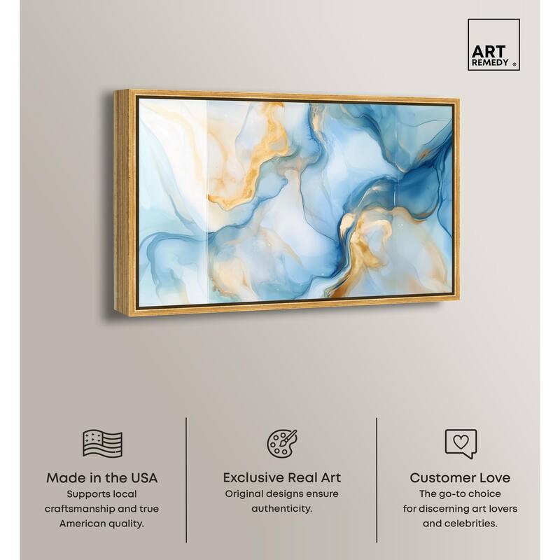 Blue Veined Gold Canvas by Art Remedy