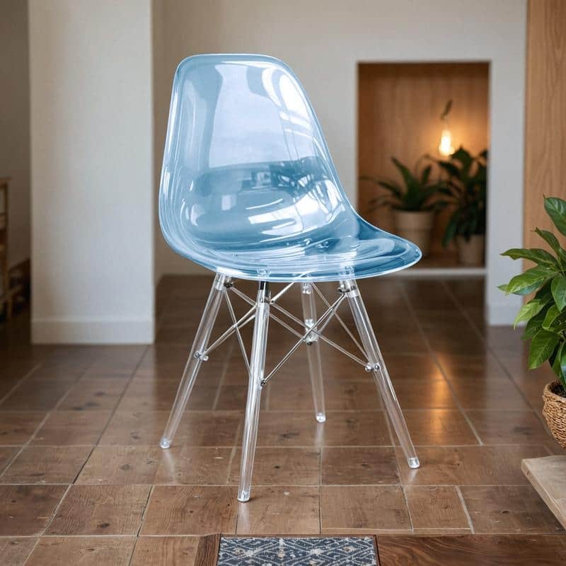Dover Modern Acrylic Accent Side Chair with Eiffel-Style Legs for Dining Room, Kitchen, Office, or Indoor/Outdoor Seating