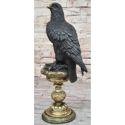 Hot Cast Bronze Eagle On Golden Pedestal Signed Original Wildlife Birds Art By Milo