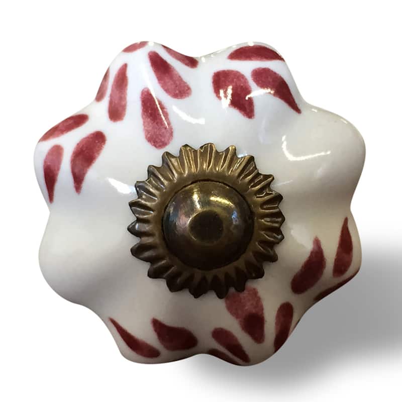 HomeRoots Set of Eight Brown And White Ceramic And Metal Drawer Pull Knobs - 1.5' X '1.5' X '1.5