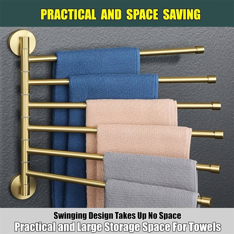 Folding Hand Towel Bar 4 Bars Arm Towel Holder Towel Hanger for Bathroom Wall Mount