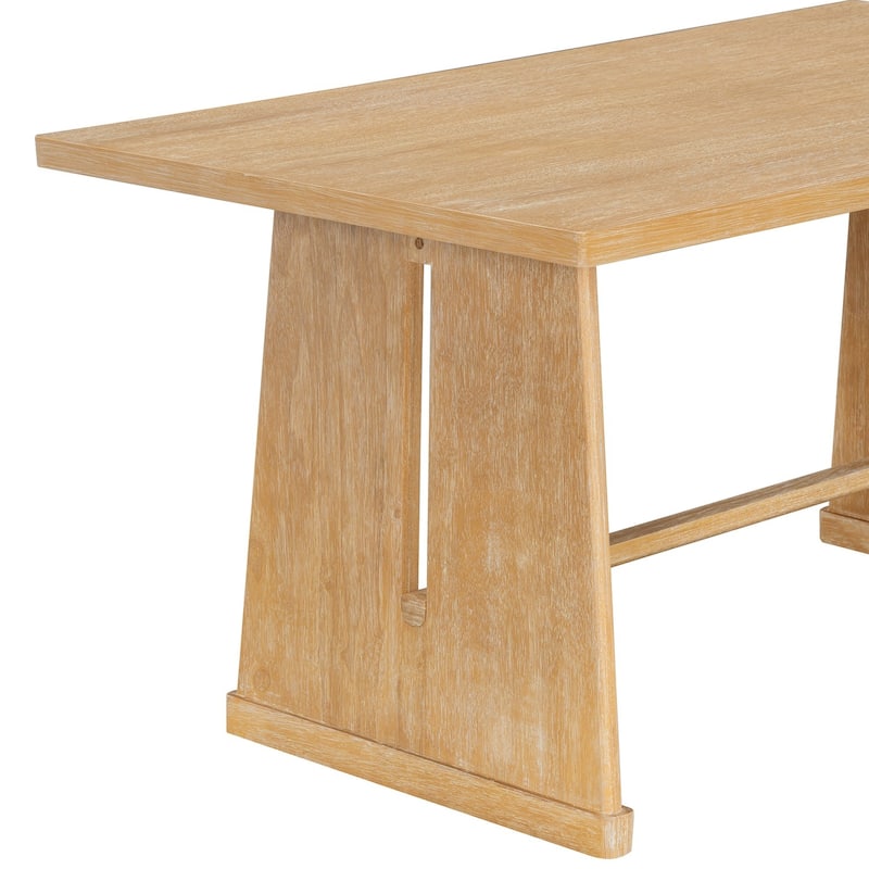 59.8" Farmhouse Dining Table with 4 Upholstered Chairs and 1 Padded Bench