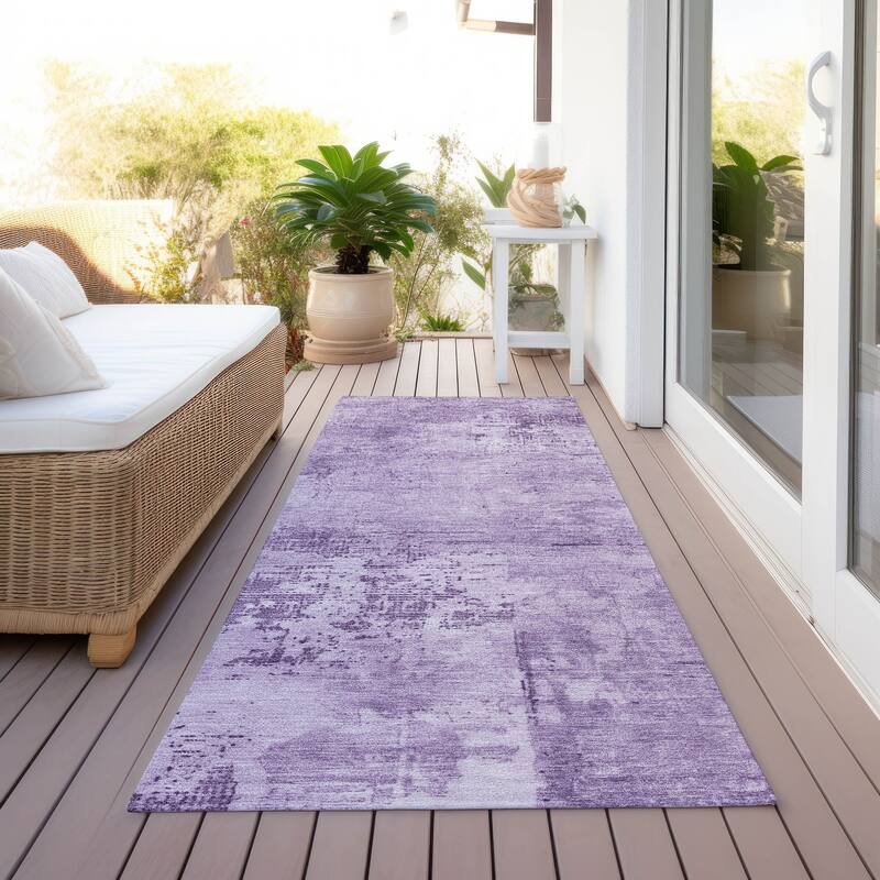 Machine Washable Indoor/ Outdoor Abstract Modern Chantille Rug