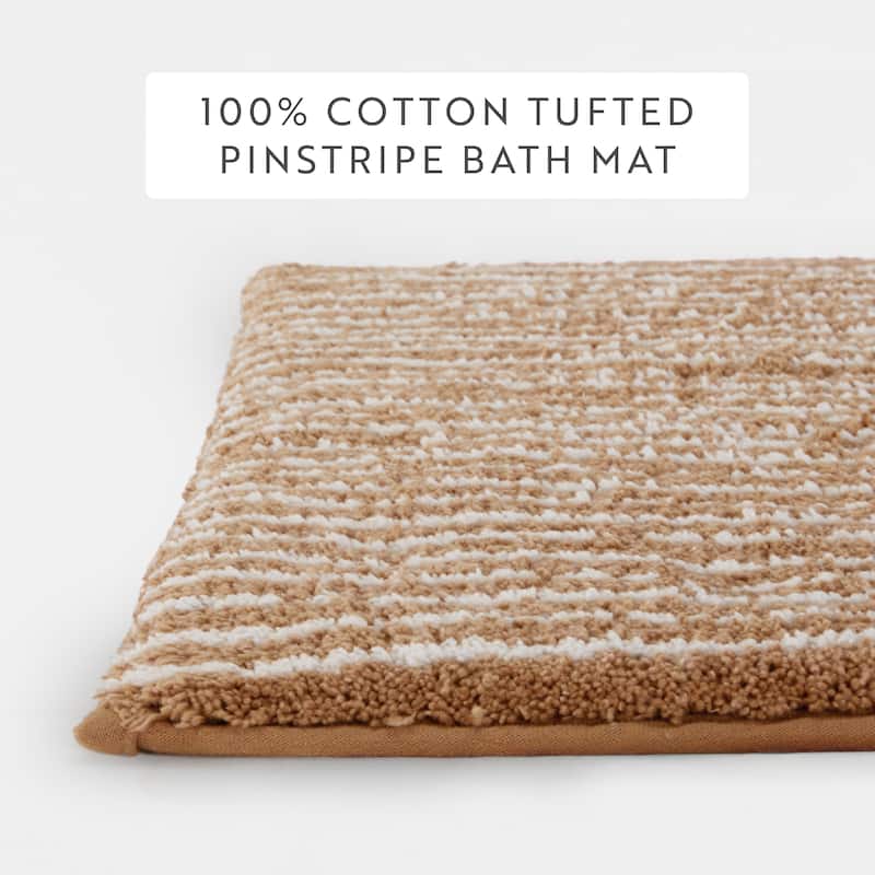 Becky Cameron 100% Cotton Pinstripe Patterned Bath Mat