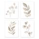 Floral Leaf Wall Decor Art Prints (Set of 4) - Ivory Cream Beige Taupe Neutral Boho Watercolor Botanical Woodland Single Flower