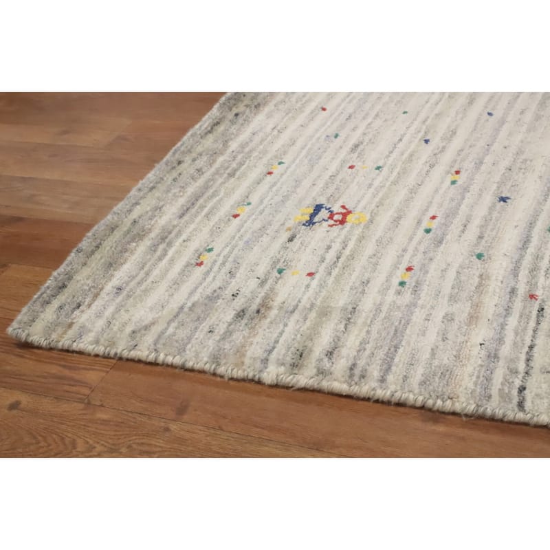 Hand Knotted Oriental Viscose Silk Carpet Tribal Animal Pictorial Beige & Ivories Gabbeh Area Rug - 9' 10'' X 10' 2''
