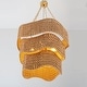 preview thumbnail 7 of 7, Mira 5-Light 3 Tiers Handwoven Coastal Chandelier in Brass Braided Woven Shade - 25 in.