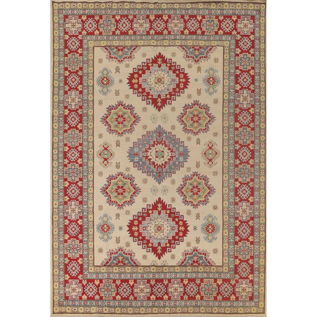 Geometric Kazak Area Rug Hand-Knotted Wool Carpet - 8'5"x 11'11"