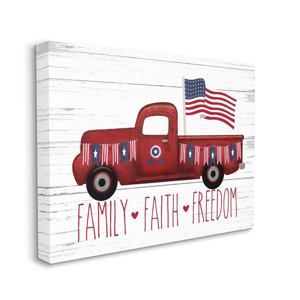 Shop Stupell Industries Rustic Faith Family Freedom Patriotic Quote Americana Truck Canvas Wall Art Overstock 31417747