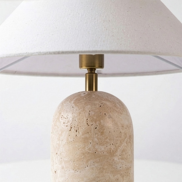 Brightech Sansa 13.2 in LED Glossy Cream Travertine Midcentury