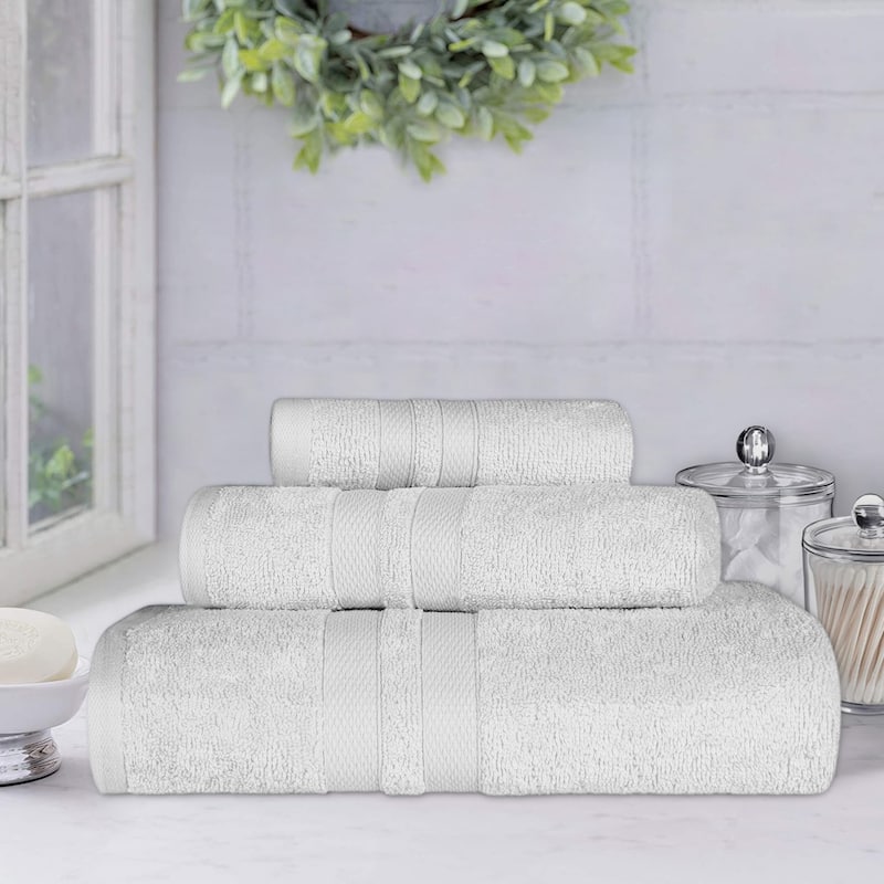 Cotton Quick-Drying 3 Piece Highly Absorbent Towel Set by Superior - Silver