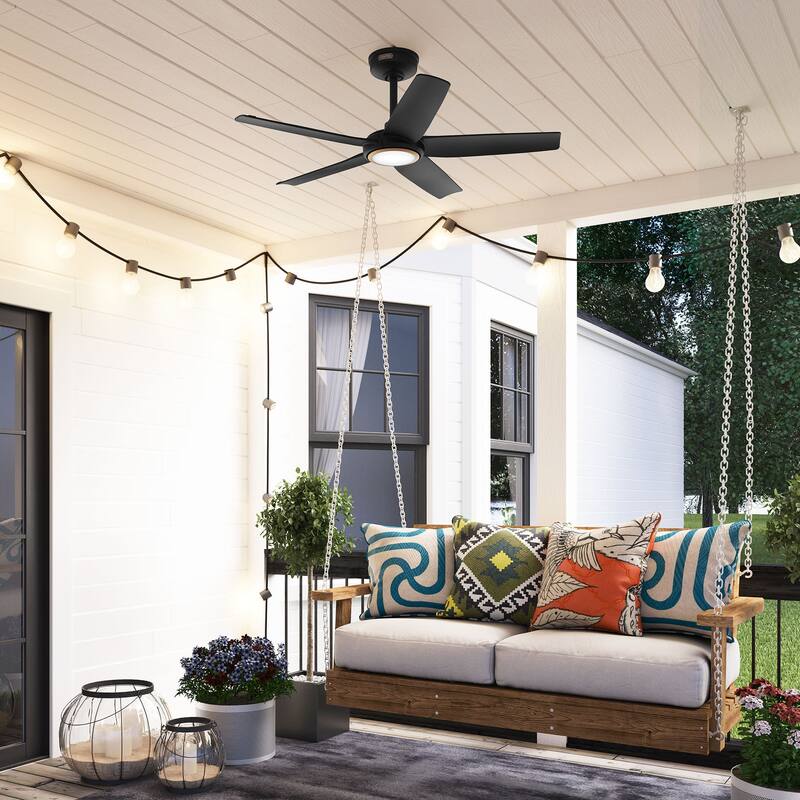 Hunter Zentech Wi-Fi ENERGY STAR Damp Rated Ceiling Fan w/ LED Light and Handheld Remote - Modern & Contemporary - SMART FAN!