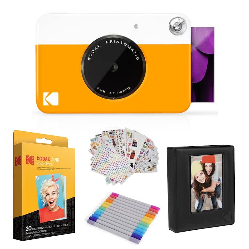 Kodak Printomatic Instant Print Camera, Photo Paper (20 Sheets) & Accessories Art Bundle - N/A - Grey