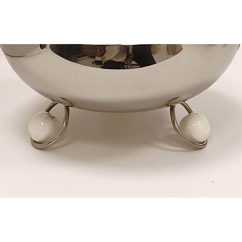 Salad Bowl Silver Inner Gold Outer with Ball Legs - Silver, Marble legs - 12''D x 5.7"H