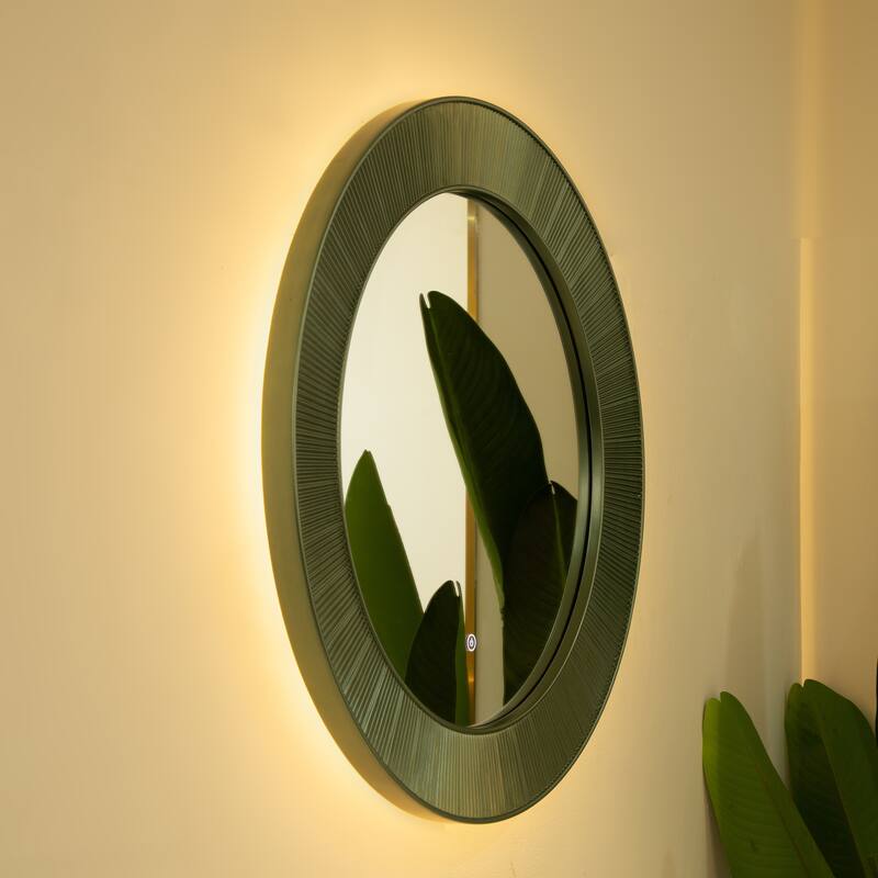 Cyclis Thick Green Frame PU Art Decorative Mirror - Bathroom, Bedroom, Living Room - Green,Silver