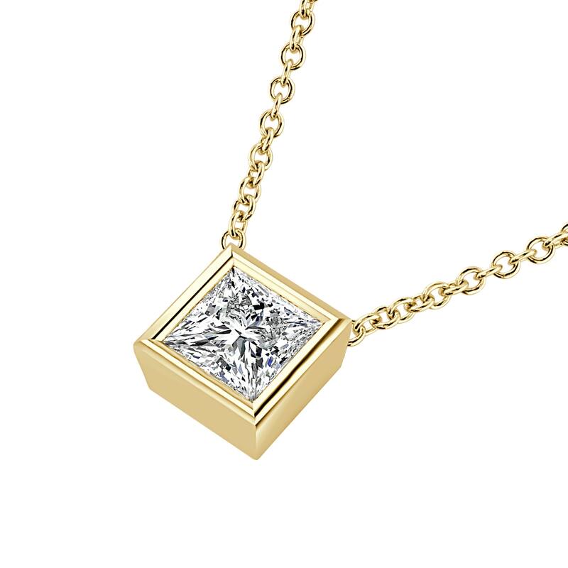 Auriya 14k Gold 1/4ctw Solitaire Princess-cut Diamond Necklace (I-J, VS1-VS2) - White I-J - 0.25CT
