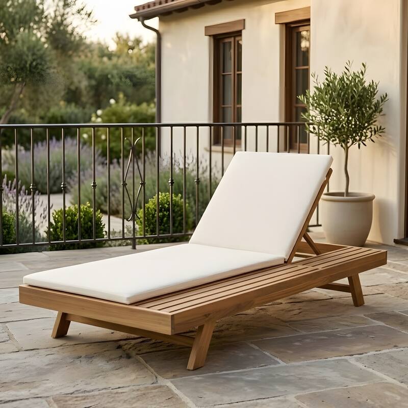 Lounge Chair Set with Open-Sided Design Black Lacquered Locust Wood Frame with Waterproof Cushions - Cream Light Brown