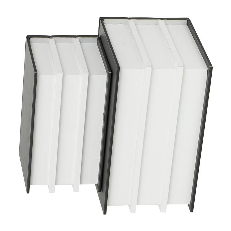 White or Black Canvas Faux Storage Book Box with Gold or White Enjoy, Every, Moment Text (Set of 2)