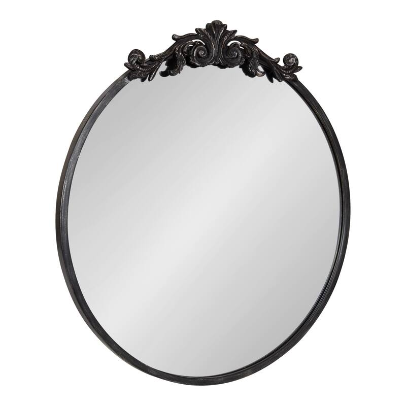 Kate and Laurel Arendahl Glam Ornate Mirror - 24" Diameter - Black