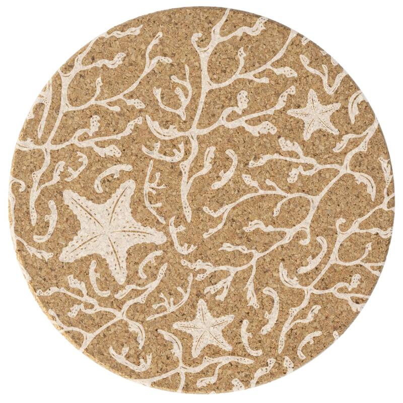 Starfish 4 Pack Absorbent Cork Coaster Made in The USA 4" Round - Multi