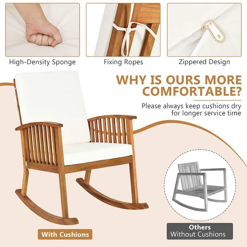 Gymax Patio Wooden Rocking Chair Lawn Garden Outdoor w/ Armrest