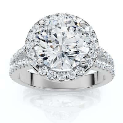 3Ct Diamond Halo Split Band Engagement Ring Lab Grown in White or Yellow Gold