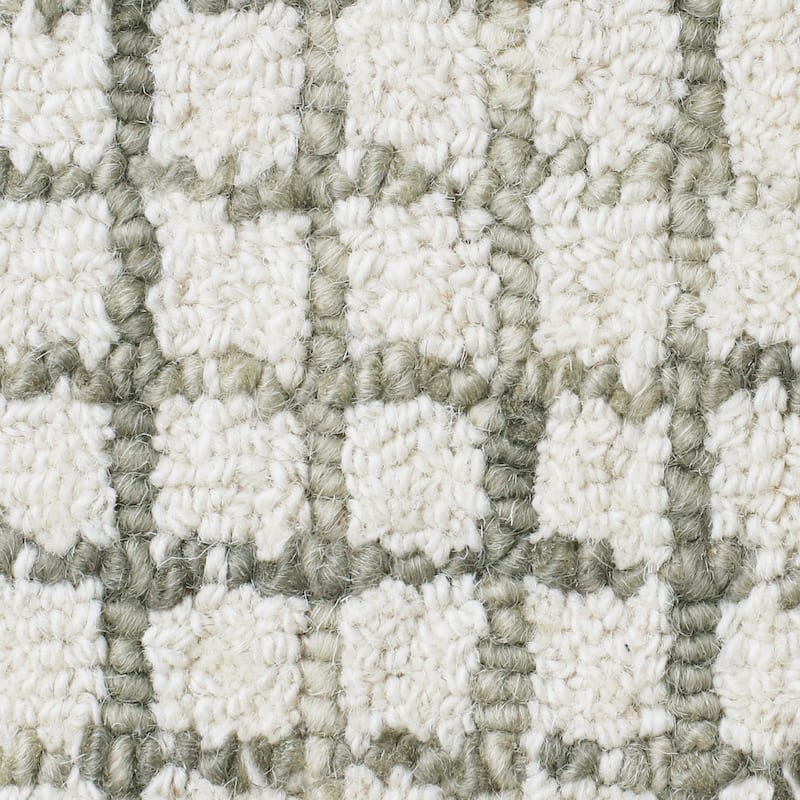 Sevita Hand-hooked Geometric Organic Wool Area Rug, Tan and Ivory