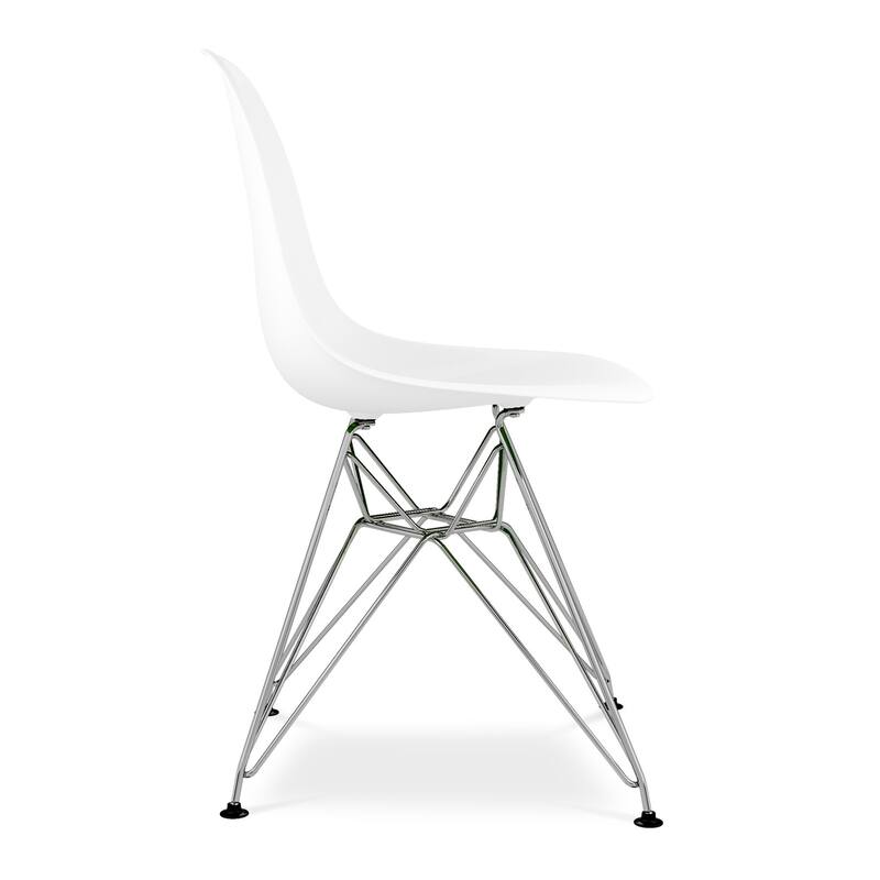 HomeRoots White and Silver Steel Dining Side Chair