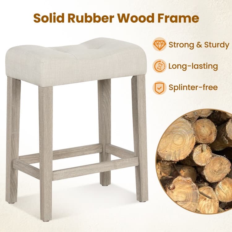 Upholstered Counter Height Bar Stool with Curved Saddle-Seat - 18" x 11" x 24"
