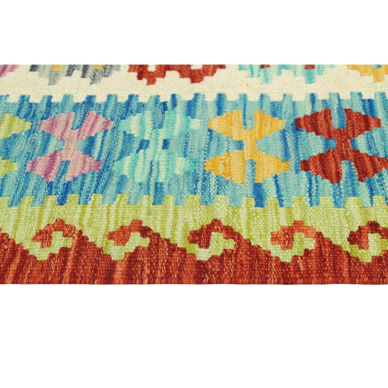 Flatweave Larry Red/Green Rug - 6'11" x 10'3"