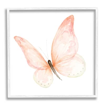 Stupell Pink Butterfly Watercolor Painting Kids' Nursery Insect Framed Wall Art