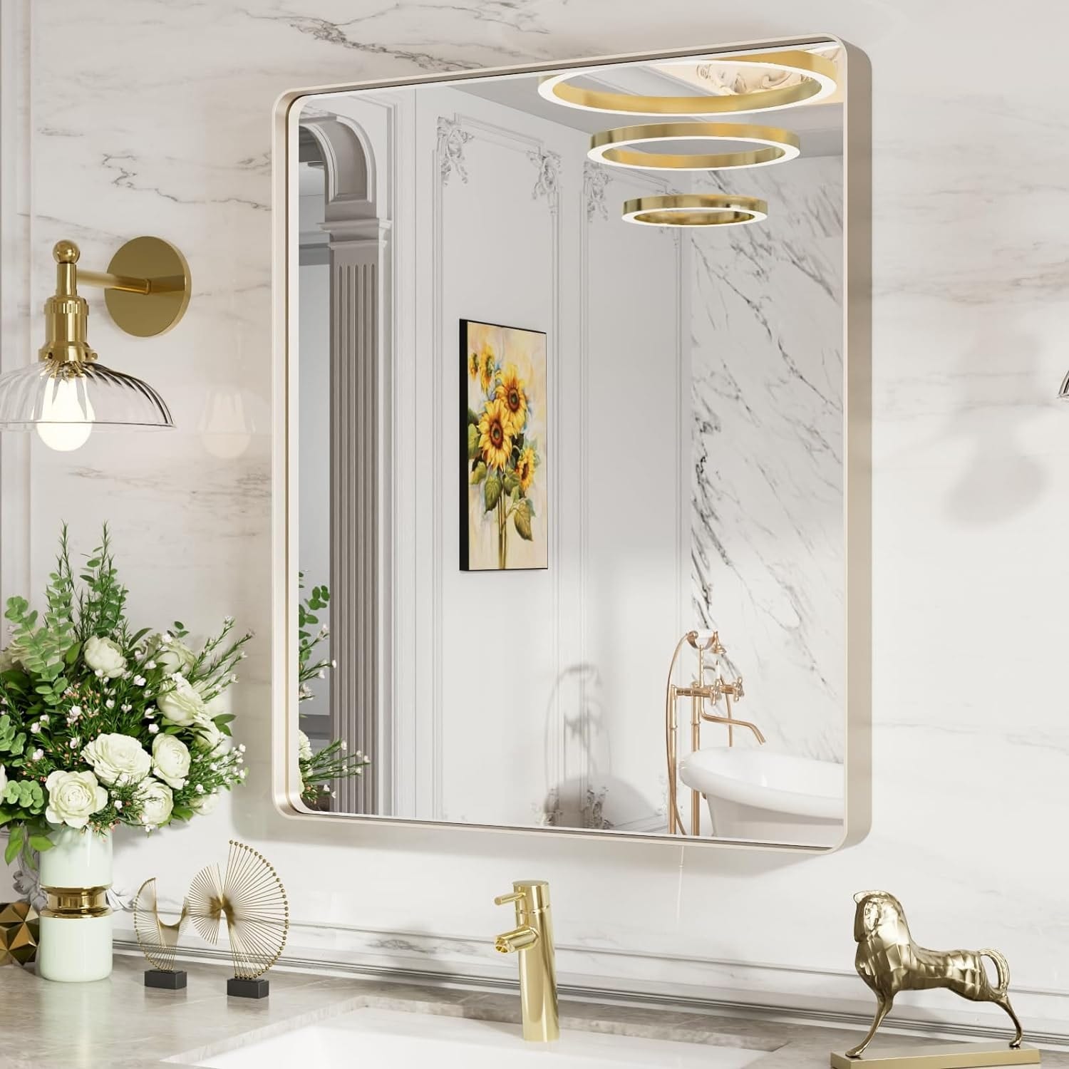 Metal Framed Bathroom Mirror - Bed Bath & Beyond - 40831182