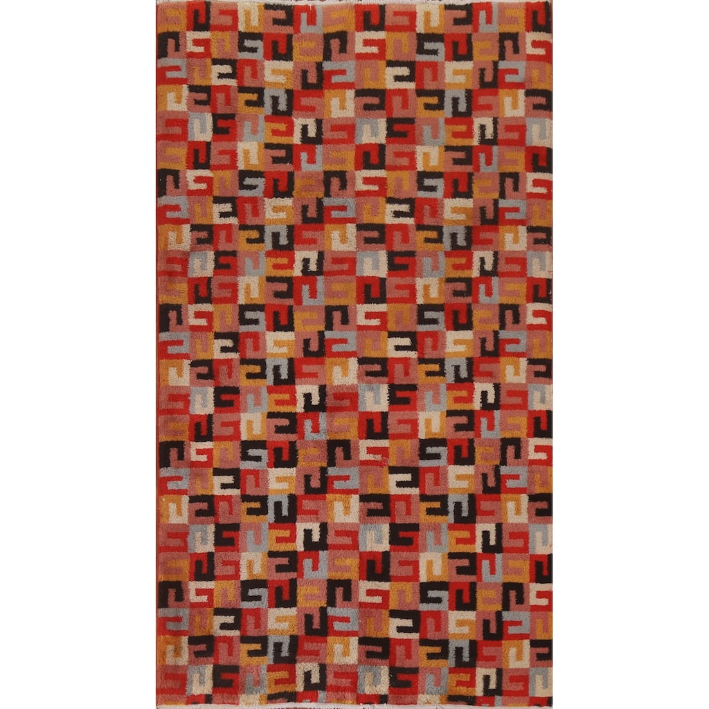 Hand Knotted Oriental 100% Wool Carpet Modern All-Over Red Gabbeh Area Rug - 7' 10'' X 4' 6''