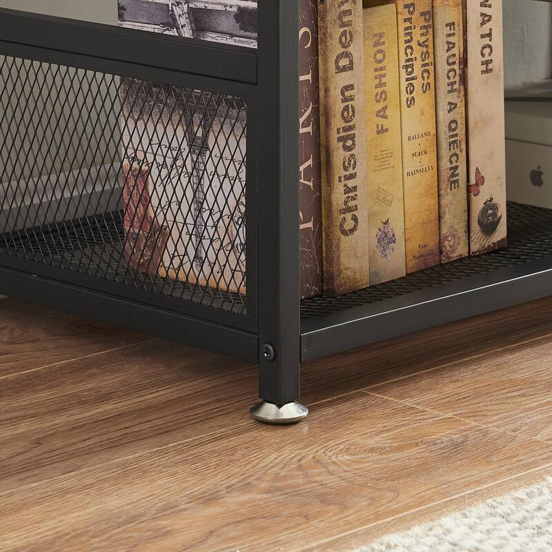VECELO Industrial TV Stand for Televisions up to 80 Inch,70" Entertainment Center with Open Storage Shelves,Console Table