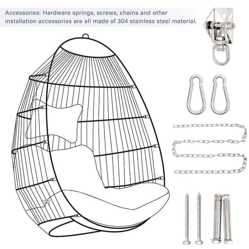 Weaving Egg Hanging Chairs Swing Hanging Basket Chair with Cushion
