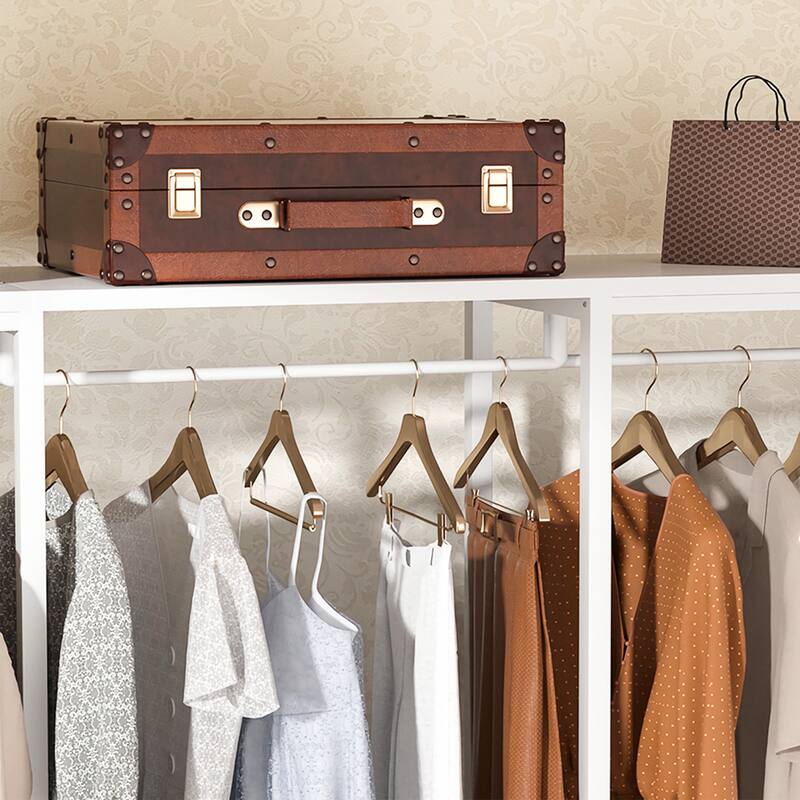 Rackcog 74-148'' W Closet System with 3 Wood Drawers and 11-Tier Storage Shelves,Multifunctional Walk-in Closet Organizer