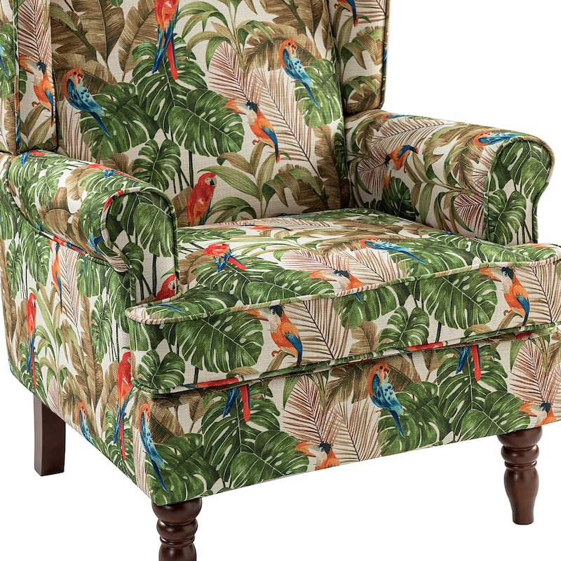 Epimethis Traditional Wingback Armchair with Foam-filled Seat and Turned Legs Set of 2 by HULALA HOME