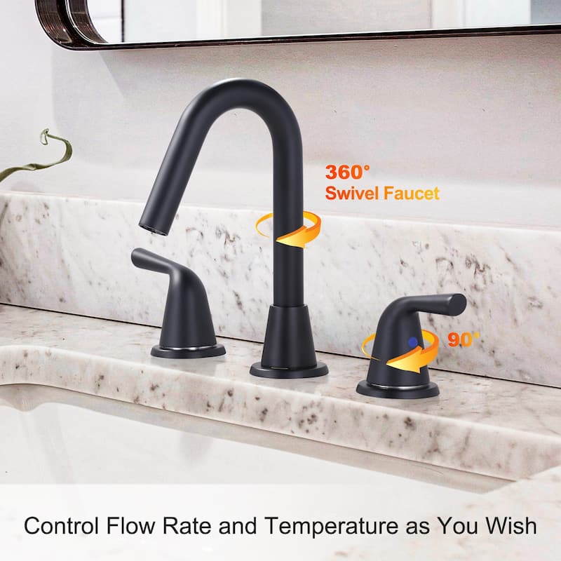 WOWOW 8 in. Widespread Double Handle Bathroom Faucet