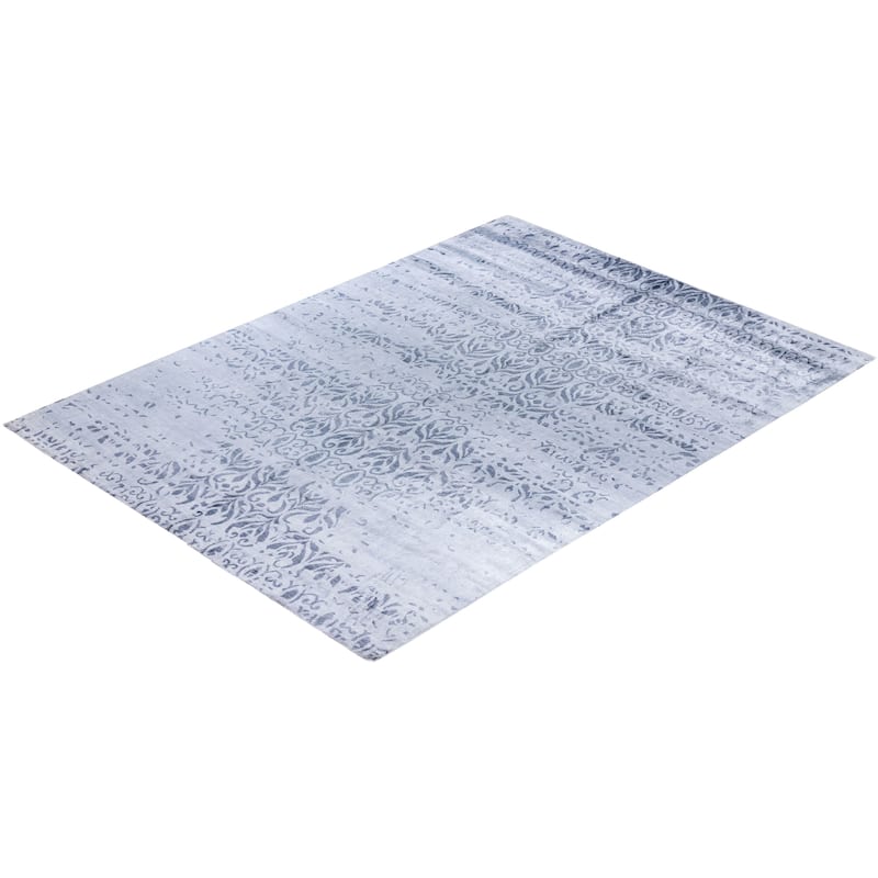 Modern One-of-a-Kind Hand-Knotted Area Rug, Blue - 8' 10" x 12' 0"