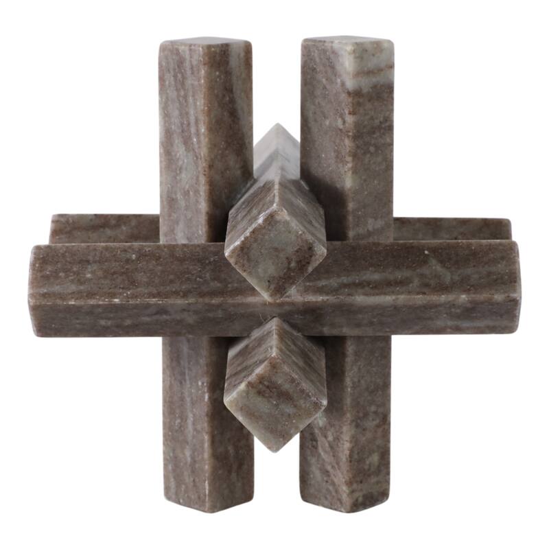 Stone Marble Decorative Object Modern Sculpture Home Decor - 7" Gray - 7" x 7" x 7" - Gray - 7" x 7" x 7"